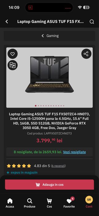 laptop gaming Asus tuf f15