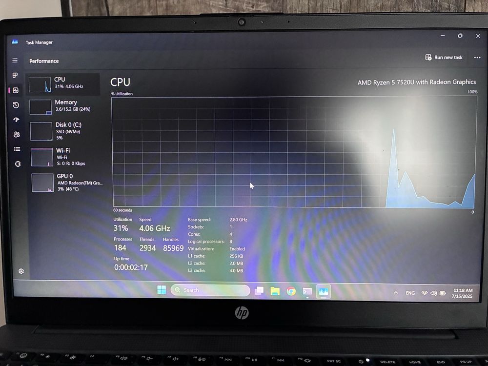 НОВ* Лаптоп HP 15 15.6 ", 16GB LPDDR5 RAM, SSD 512 GB