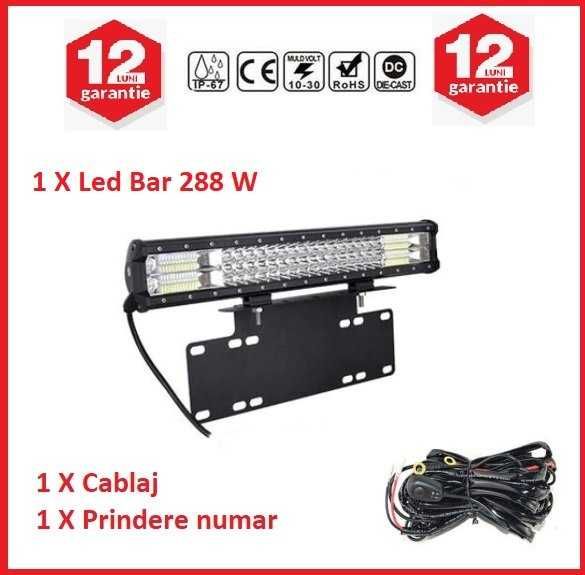 pachet bull bar cablaj si led bar 52 cm