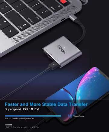 intpw USB C към HDMI адаптер, USB-C цифров AV многопортов адаптер