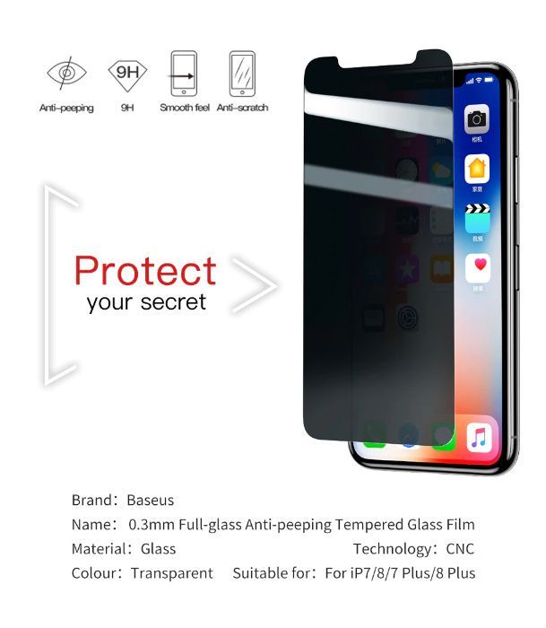 iPhone 6s Plus , XR , XS Max folie din sticla securizata 3D PRIVACY