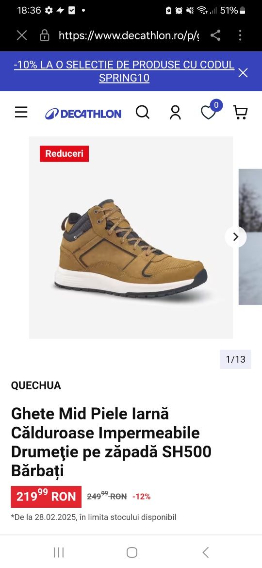 Curier gratuit 28/29 iunie + Ghete Decathlon impermeabile barbati 45