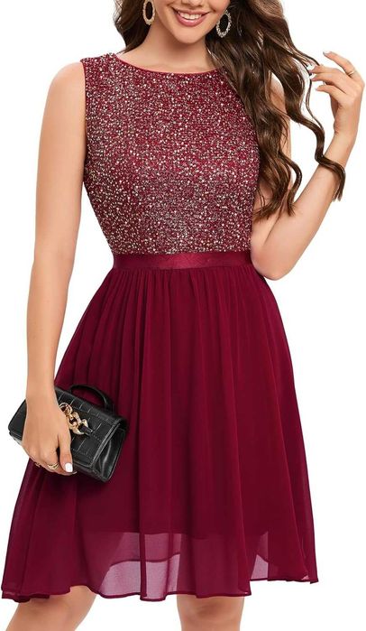 Bbonlinedress дамска рокля с пайети, елегантна бална рокля 2XL