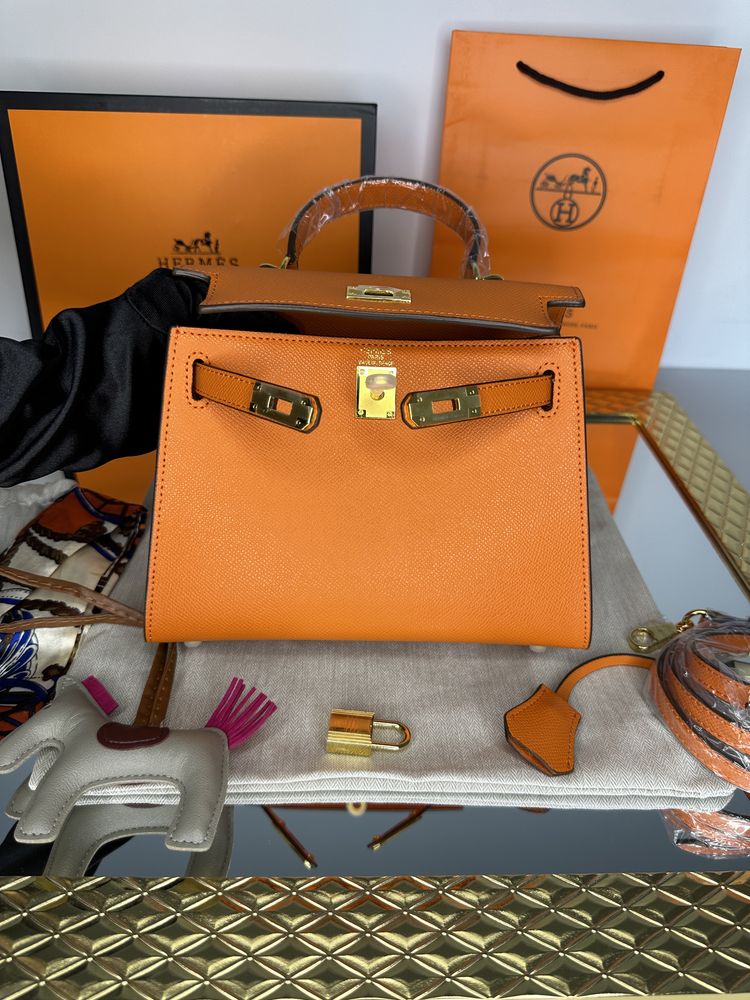Geanta de lux HERMES Kelly 22 cm piele naturala 100% cadou 11