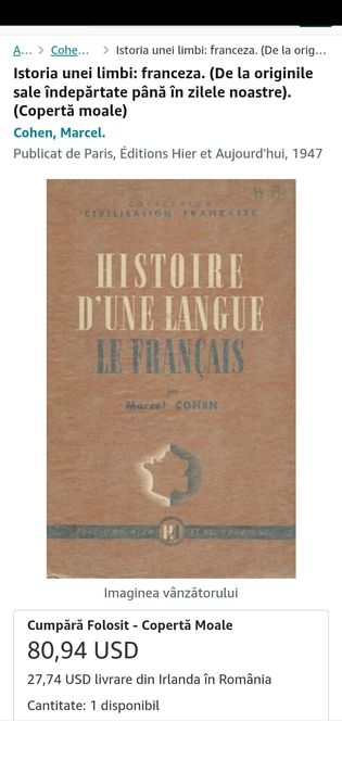 1.Histoire d'une langue : le francais : Marcel Cohen