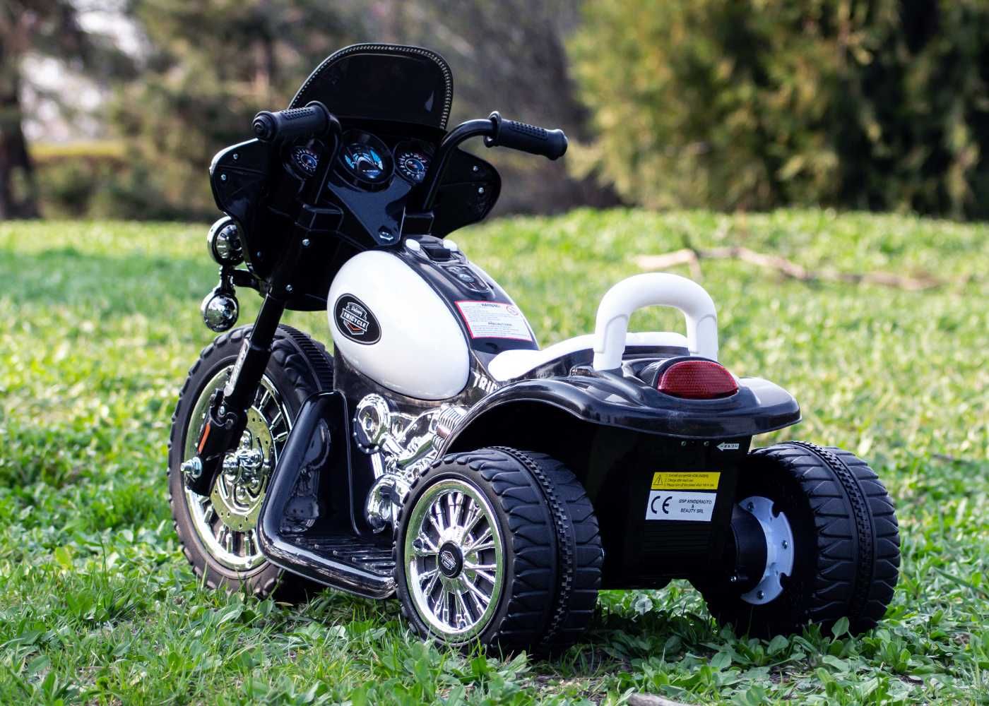 Motocicleta electrica copii, POLICE JT568 35W STANDARD, Alb & Negru