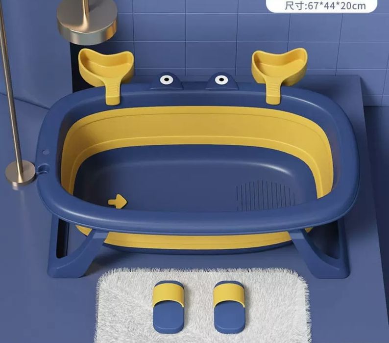 Ванночка для купания детская, крабики с игрушками и термометром рыбкой