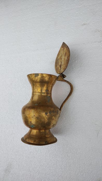 Ulcior din alamă cu capac 12 cm x 6 cm   Art Nouveau