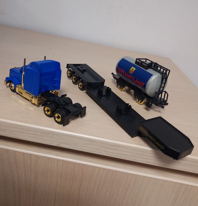 Macheta camion Mack+remorca+vagon cisterna tren-trailer feroviar Grell
