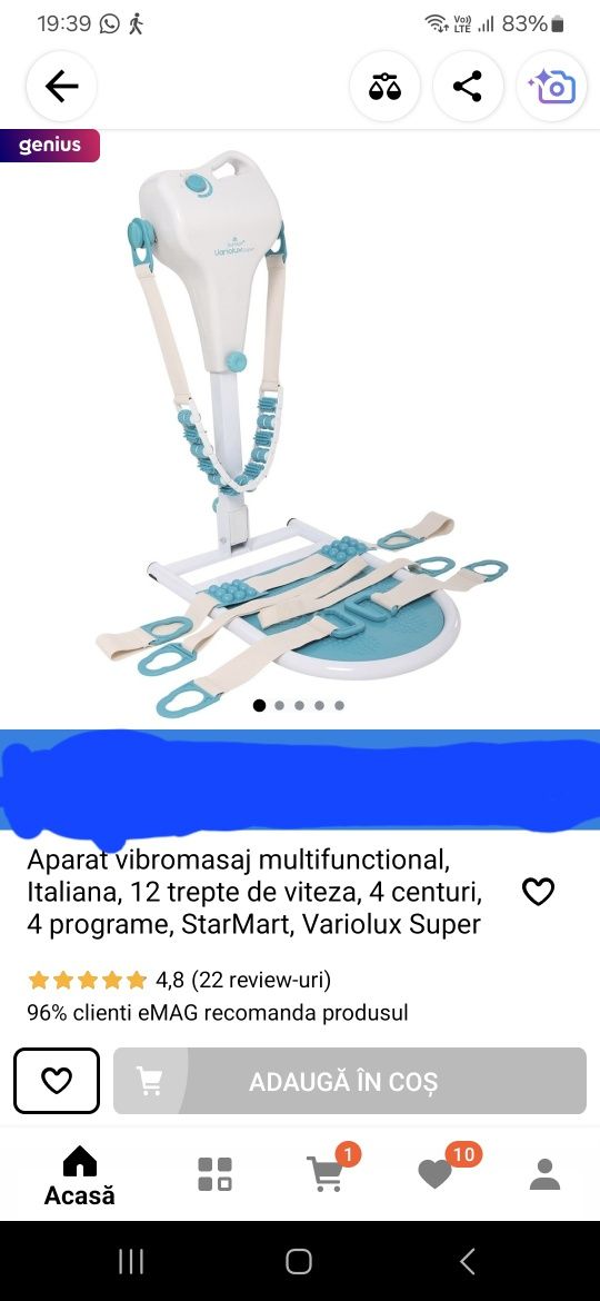 Aparat de vibromasaj cu benzi