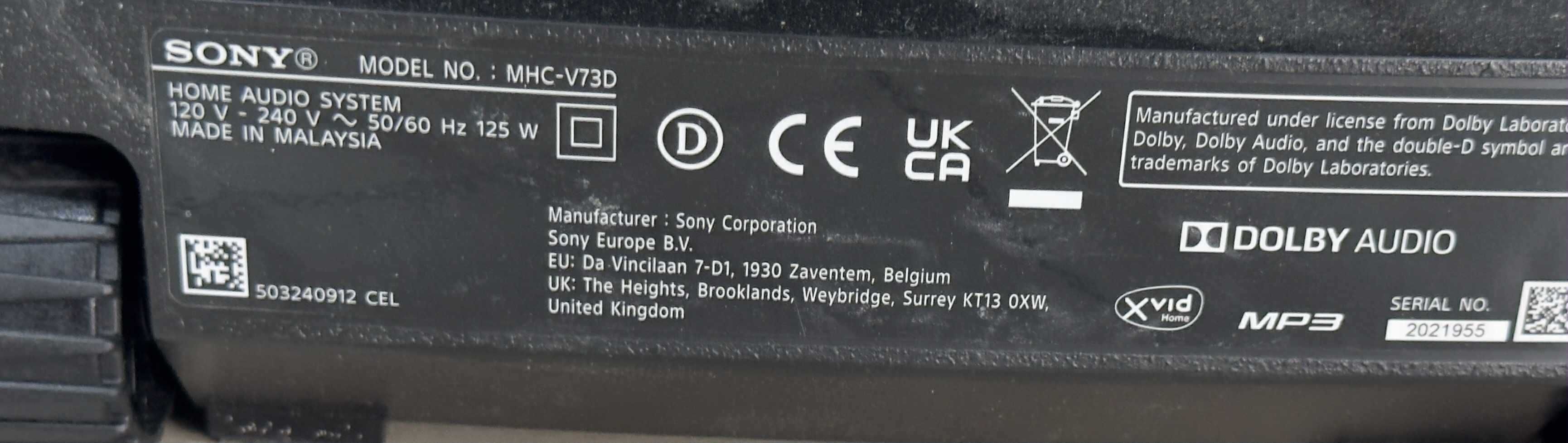 Аудио система Sony MHC-V73D