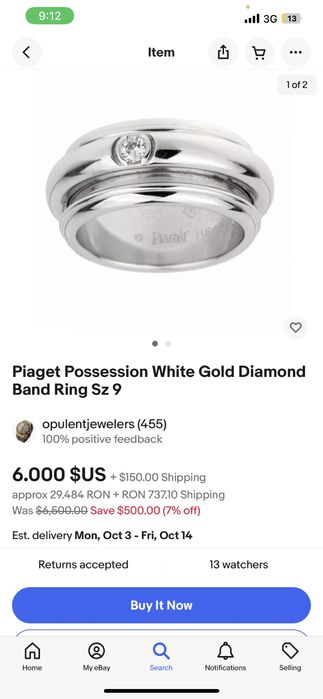 Inel Piaget possession aur alb 18k 750 (nu Cartier Chopard)