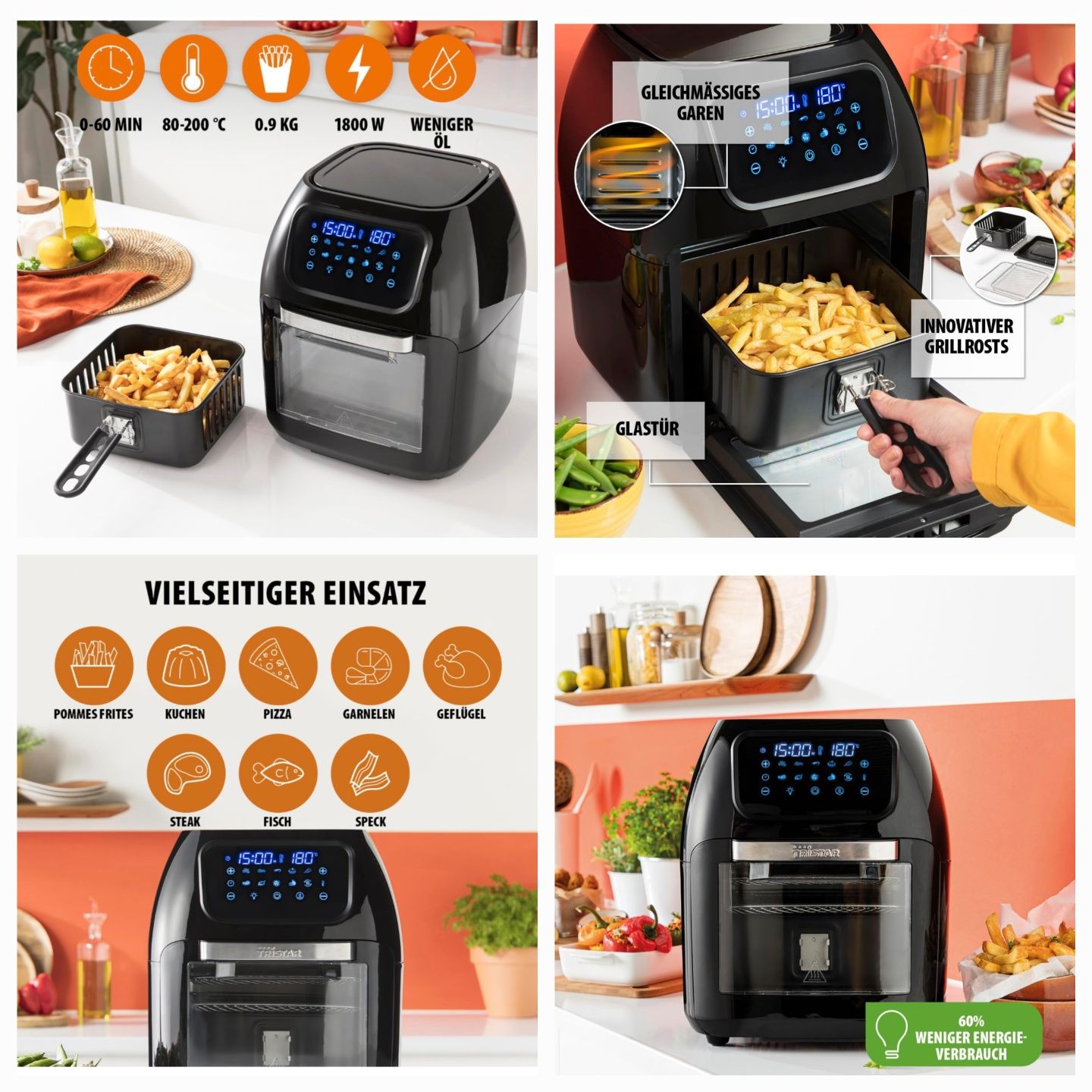Фурна с Фрайър Tristar FR-6964 Multi Crispy, 10Л,1800w