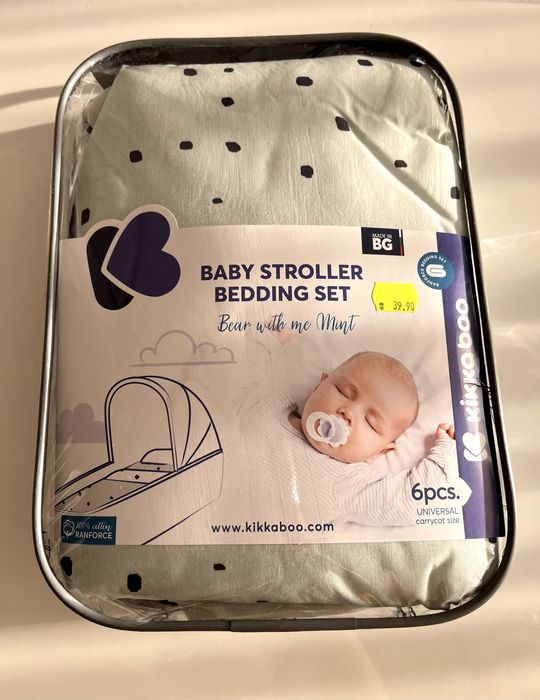 KIKKA BOO комплект 6 части за бебешка количка  BEAR WITH ME MINT