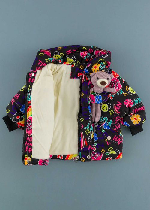 Детско яке с надписи, Черен Цвят