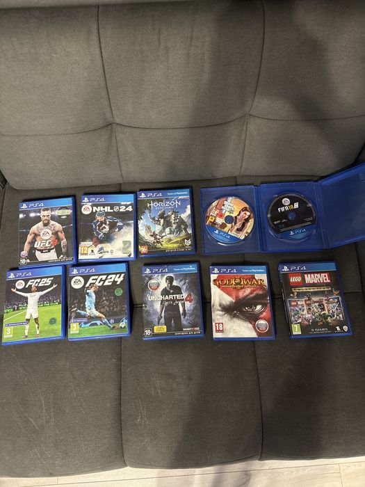 Диски на ps4 FC25,FC24,UFC3,NFL24,GTA5, LEGO MARVEL, GOD OF WAR 3 и др