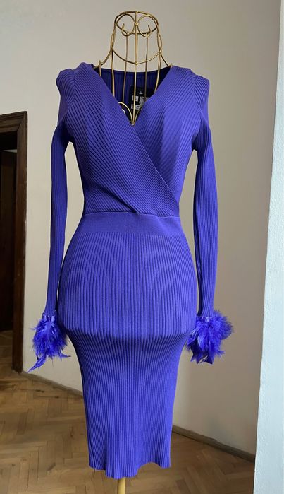 Rochie tricot crem/ Rochie crem glier/ Rochie mov tricot