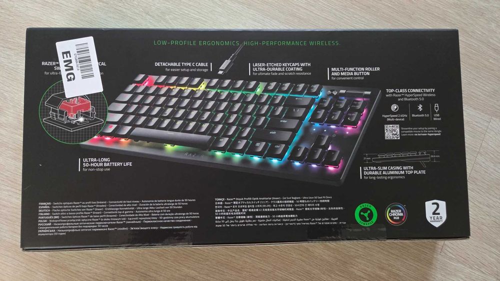 Tastatura gaming wireless Razer DeathStalker V2 Pro, RGB, negru NOU