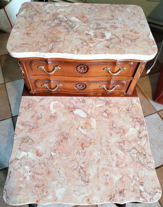 Măsuță vintage USA lemn masiv & marmură