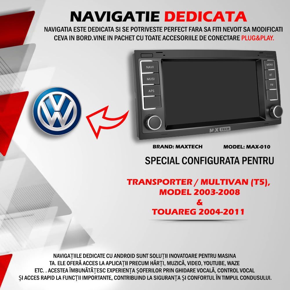 Navigatie Volkswagen dedicata ,Android13, GPS, WIFI, Radio, Bluetooth