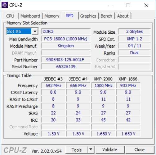 6GB Kingston HyperX (3x2GB) DDR3-2000 KHX2000C9AD3T1K2