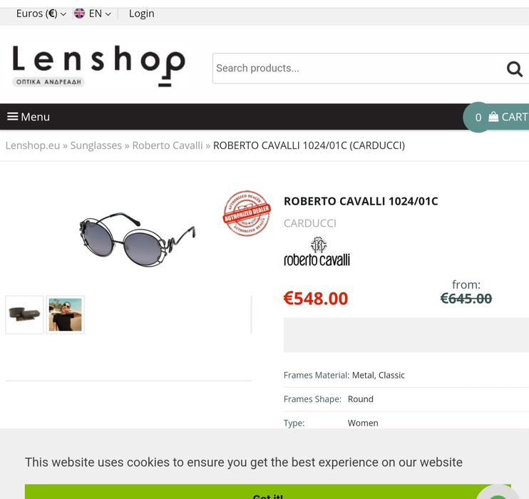 Roberto Cavalli Carducci ,ochelari superbi ORIGINALI