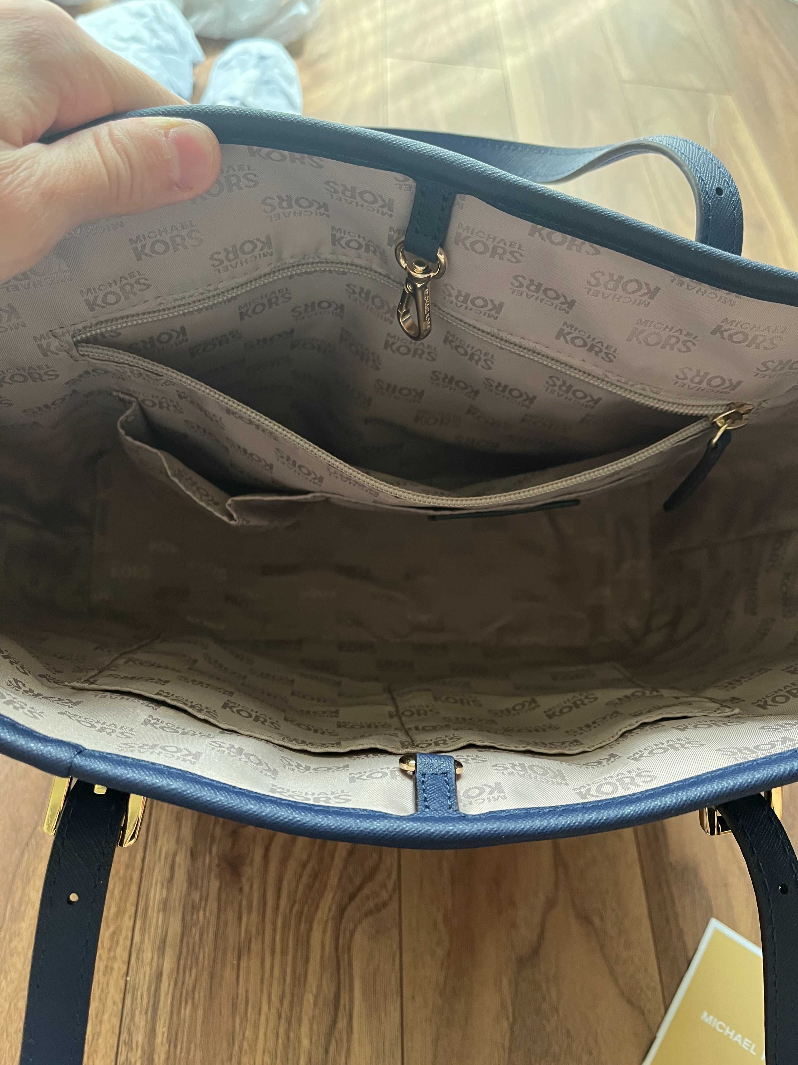 Geanta Michael Kors Albastra cu Flori - Nepurtata, Noua, ORIGINALA
