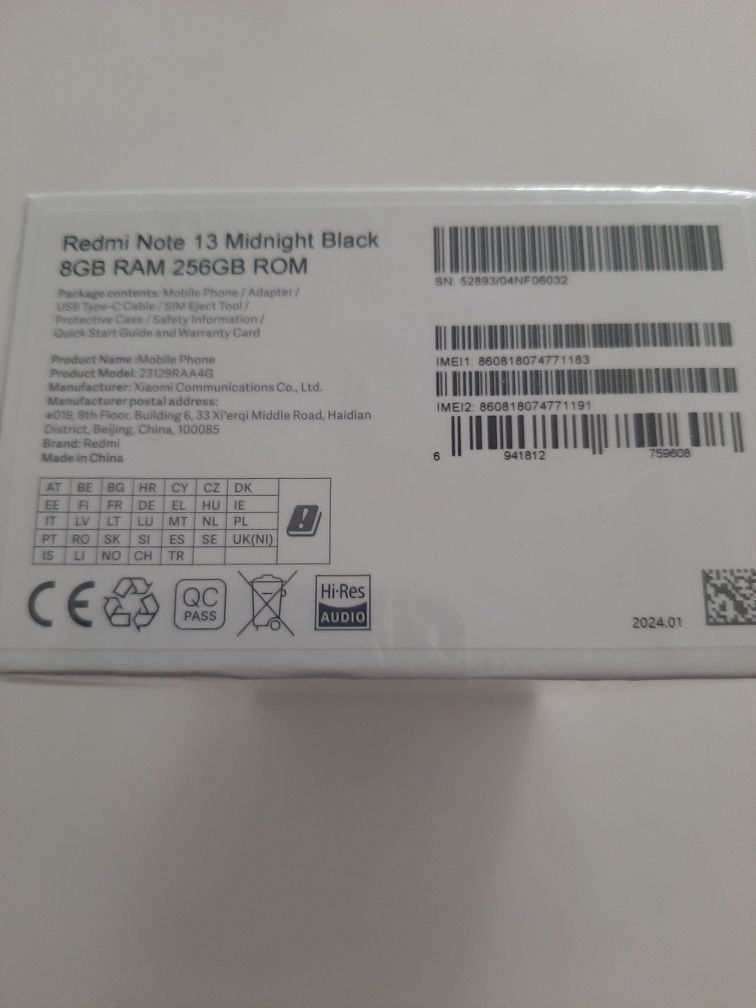 Xiaomi Redmi Note 13 8 GB Ram 256 GB Rom Dual-Sim Nou sigilat  !