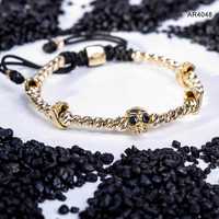 Bratara Aur 14K SKULL COLLECTION cu bilute striate aur [AR4048]