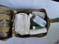Pouch prim ajutor militar bej - compatibila MOLLE