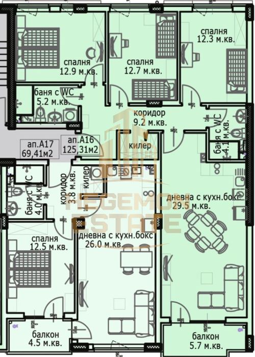 Многостаен, Варна-Кайсиева градина площ 205 цена 266500