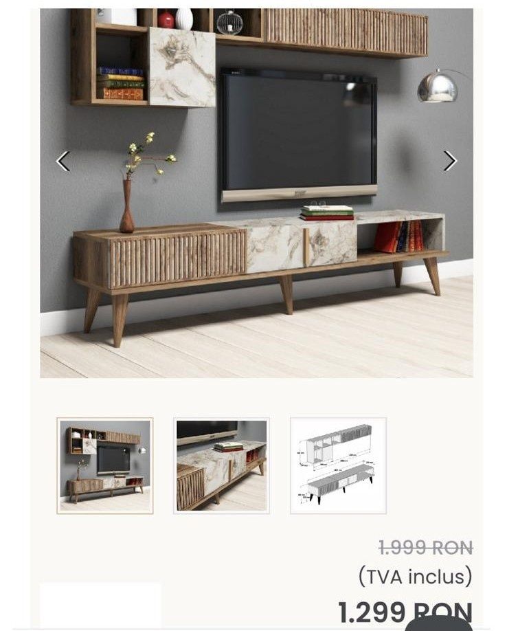 Set mobilier consola TV și etajera