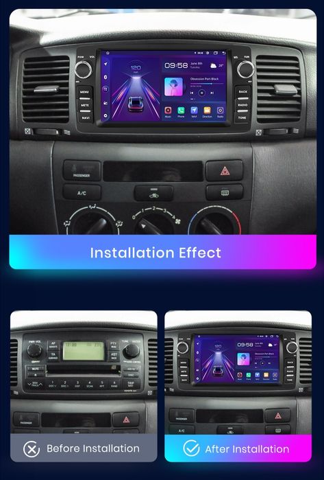 Мултимедия 7'' за Toyota Corolla E120 Android 14 CARPLAY навигация