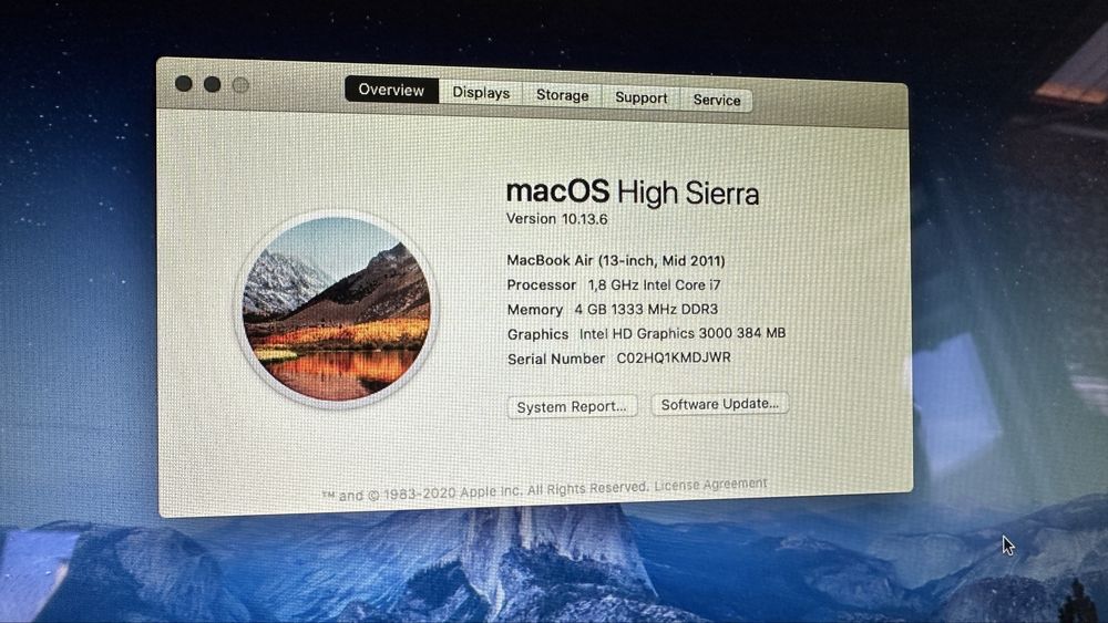 MacBook Air 13", MacOS High Sierra