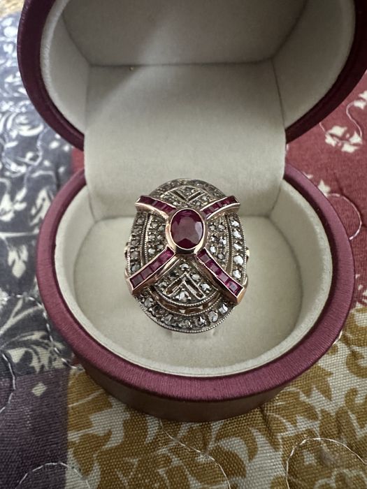 Inel Aur 14k cu Diamant si Rubin