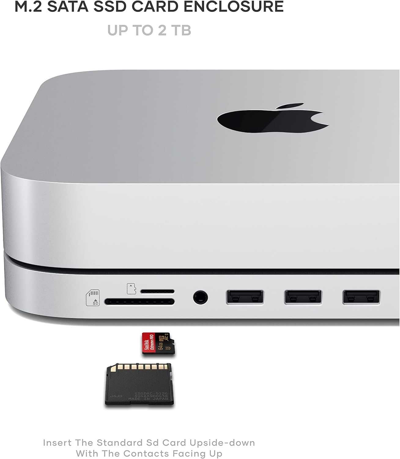 SATECHI Mac Mini Хъб и стойка Type-C с корпус за SSD