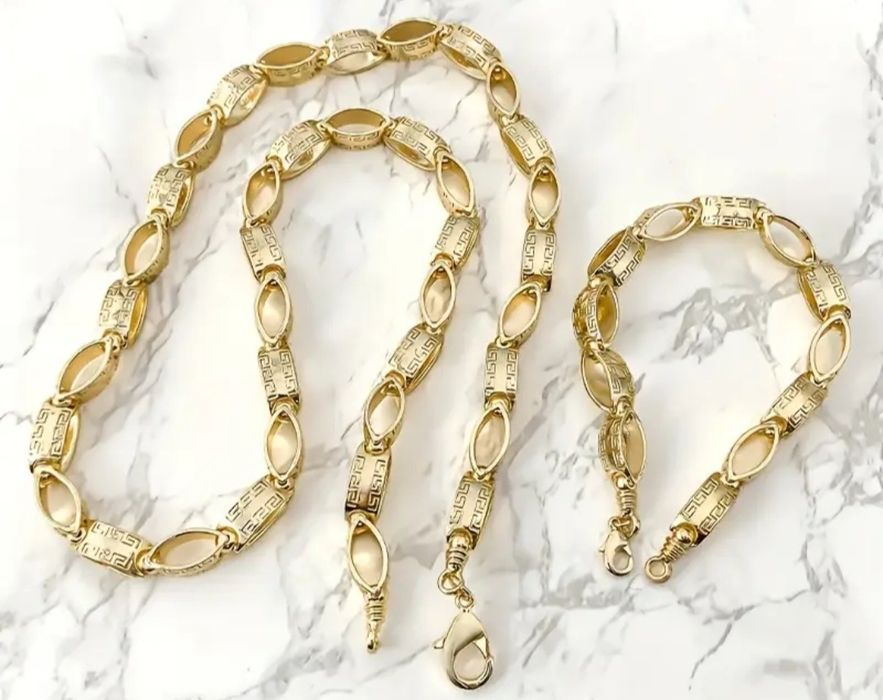 Lanț și brățară placate cu aur 18k model versace