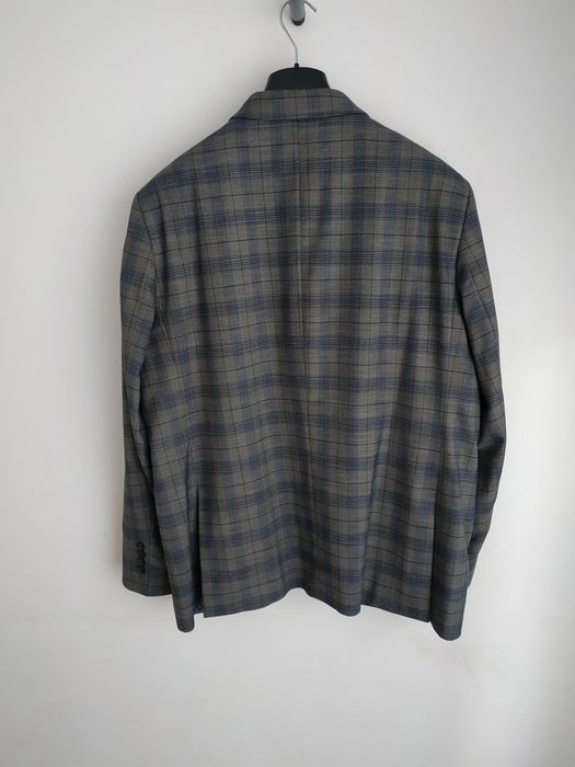 Sacou bărbați Marecom, Nr 58, gri cu dungi albastre și negru, 80% lana