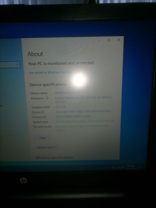 Laptop Hp Intel Celeron 1.60 ghz 4 gb ram 250 gb hdd