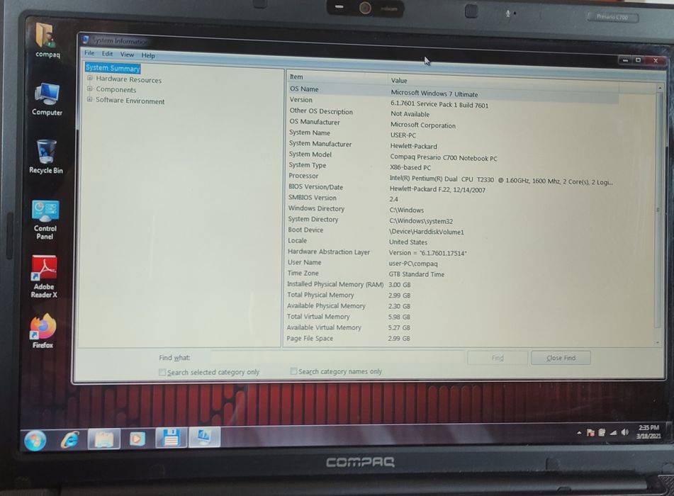Laptop Compaq Presario C700.