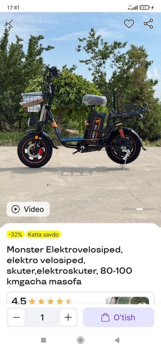 Monster elektro velik 3 oy haydalgan holati ideal prava suralmidi