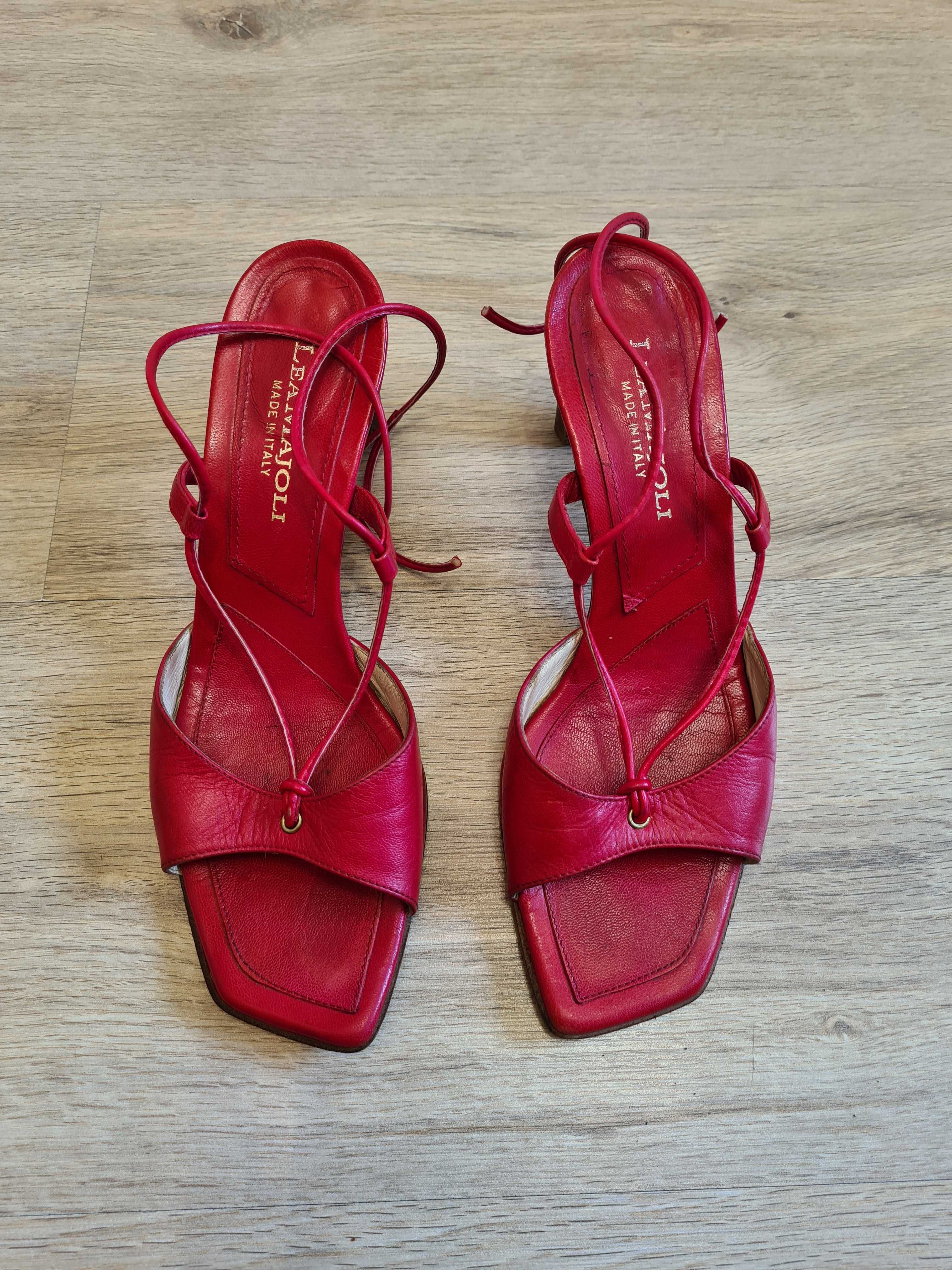 Sandale roșii din piele, 38, Lea Majoli