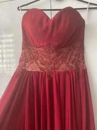 Официална бална дълга червена рокля