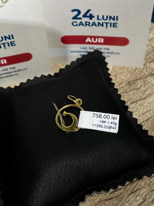 (ag42) Medalion aur 18k, litera C, 1.43GR *2 ani garantie* b11355.20