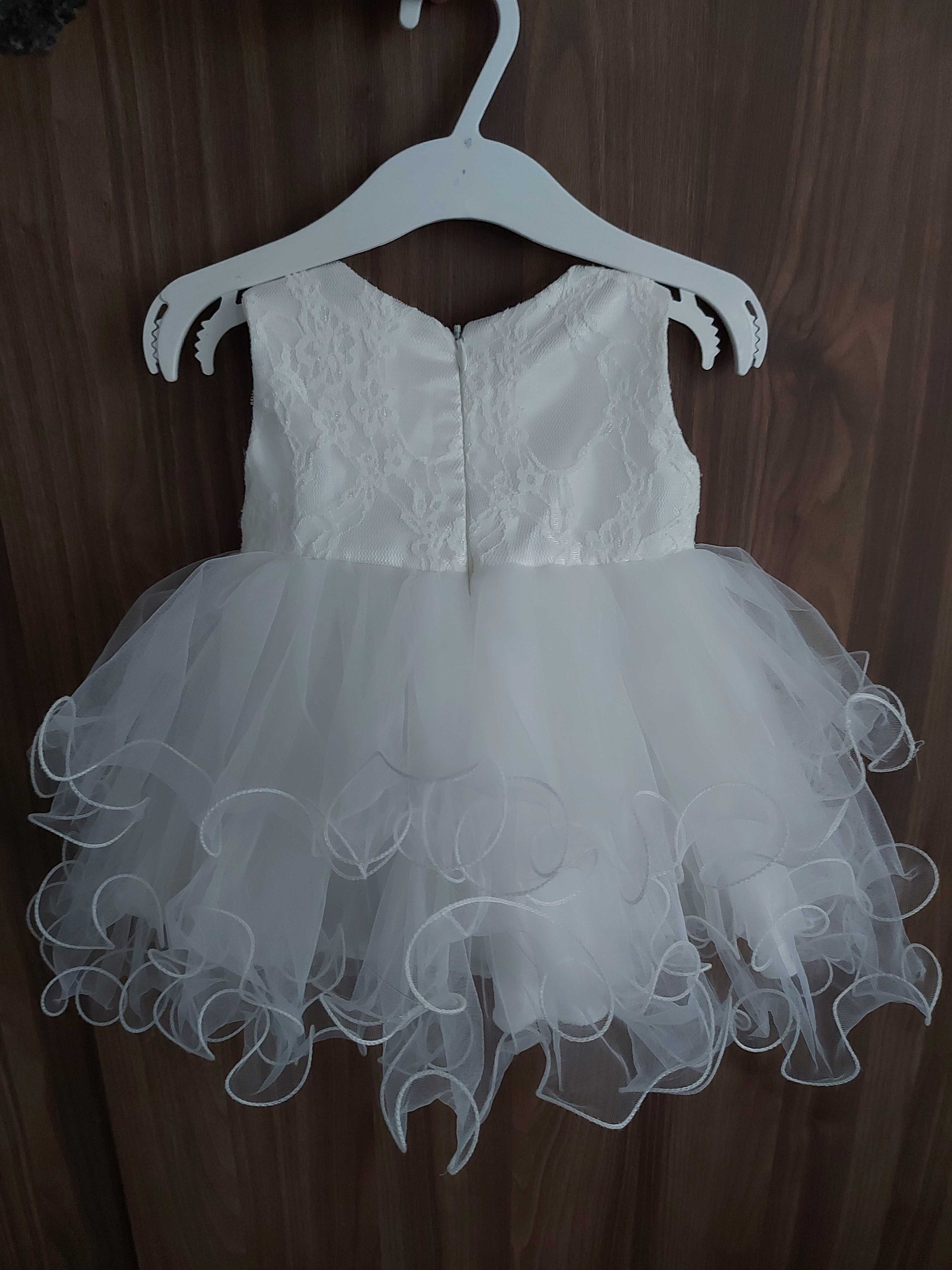 Официална бяла бебешка рокля (сватба, кръщене), размер 6 месеца, 68