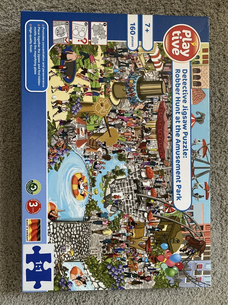 Joc tabla educativa din lemn cu 2 fețe/ Puzzle Detective Jigsaw