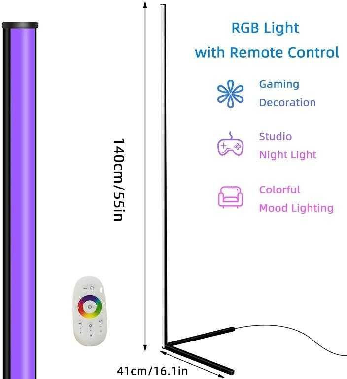 ЛЕД подова лампа с RGB+ Бяло- 140 см, 20 вата