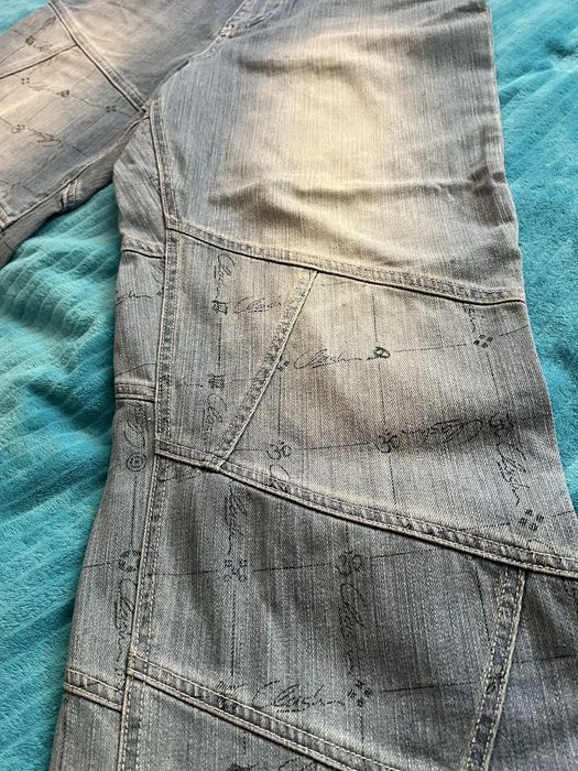 Flashlights Light Denim Baggy Jeans OM Print