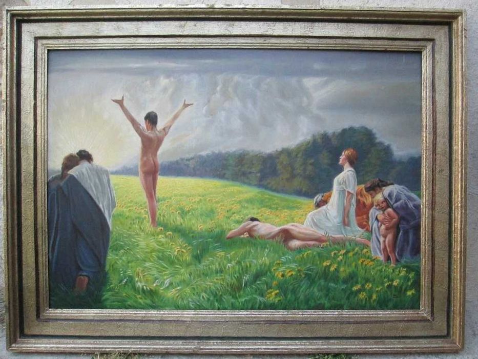 Tablou, Pictura in Ulei, Scena cu nuduri, Dimensiune Mare  118 x 89 cm