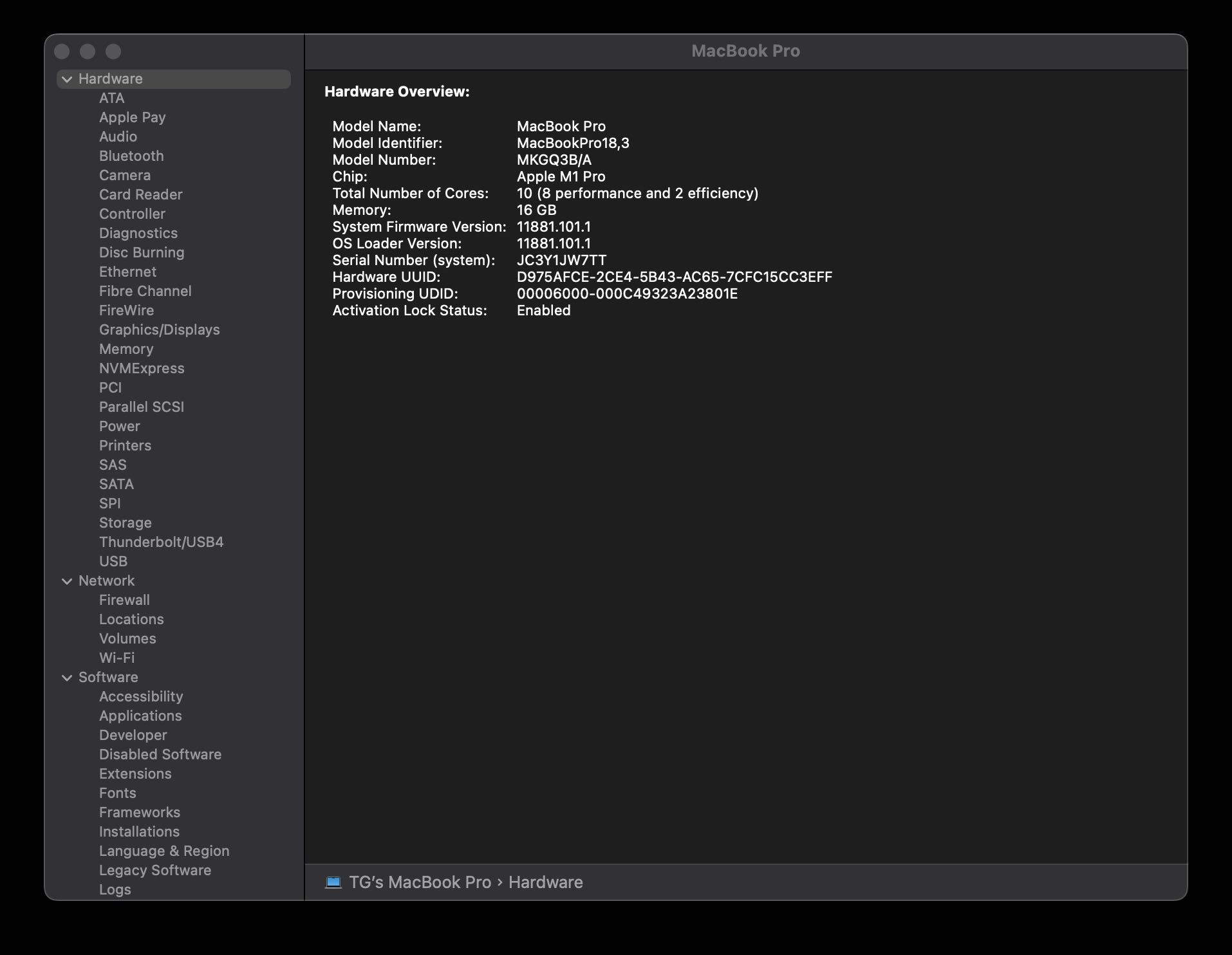MacBook M1 Pro 14" 1TB/16GB 10C/16C Space Grey